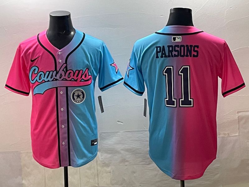 Men 2025 Dallas Cowboys #11 Parsons Blue pink Nike Limited NFL Jersey style 08->dallas cowboys->NFL Jersey